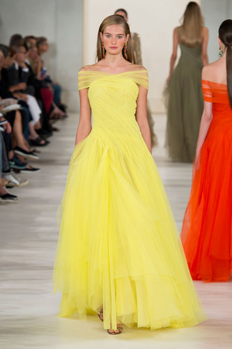 POLO RALPH LAUREN Ruffled Maxi Dress in Yellow | Endource