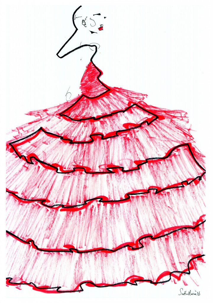 Sketch of Giambattista Valli Gown