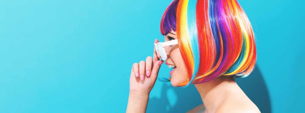 Beautiful woman in a colorful wig