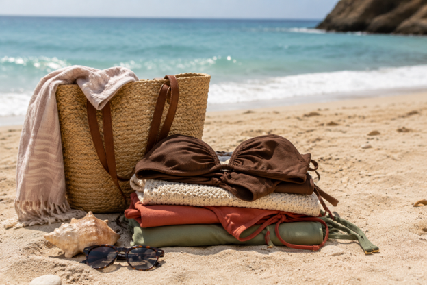 Beach-to-street styling with a sustainable one-piece swimsuit and cover-up